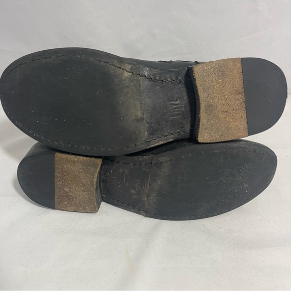 Frye | Short Black Leather Boots with Buckle and Side Zipper Size 7 - Picture 10 of 11